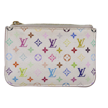 LOUIS VUITTON Multicolor Pochette Cles NM Coin Purse White M93734 LV Auth 76265