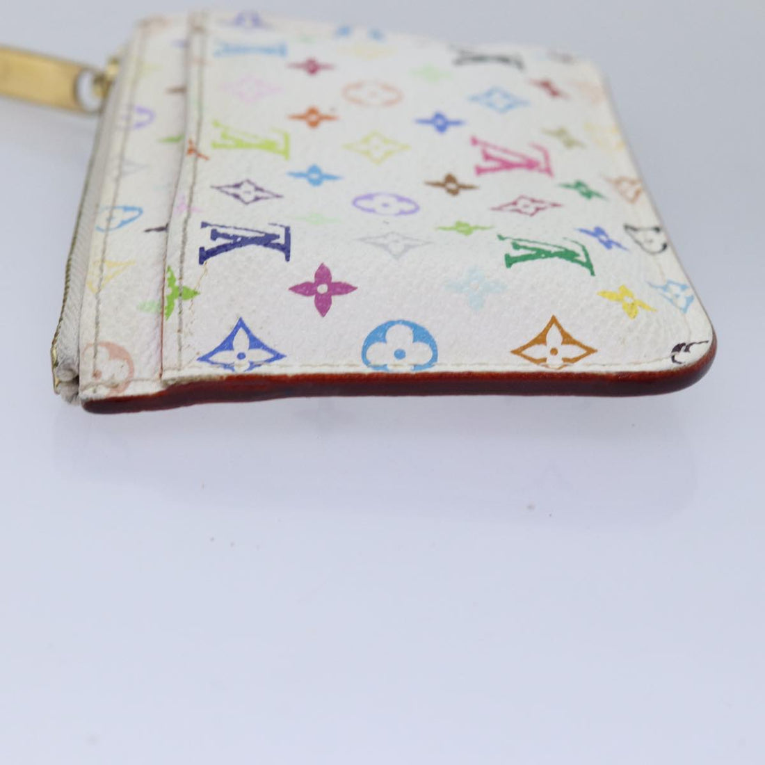 LOUIS VUITTON Multicolor Pochette Cles NM Coin Purse White M93734 LV Auth 76265