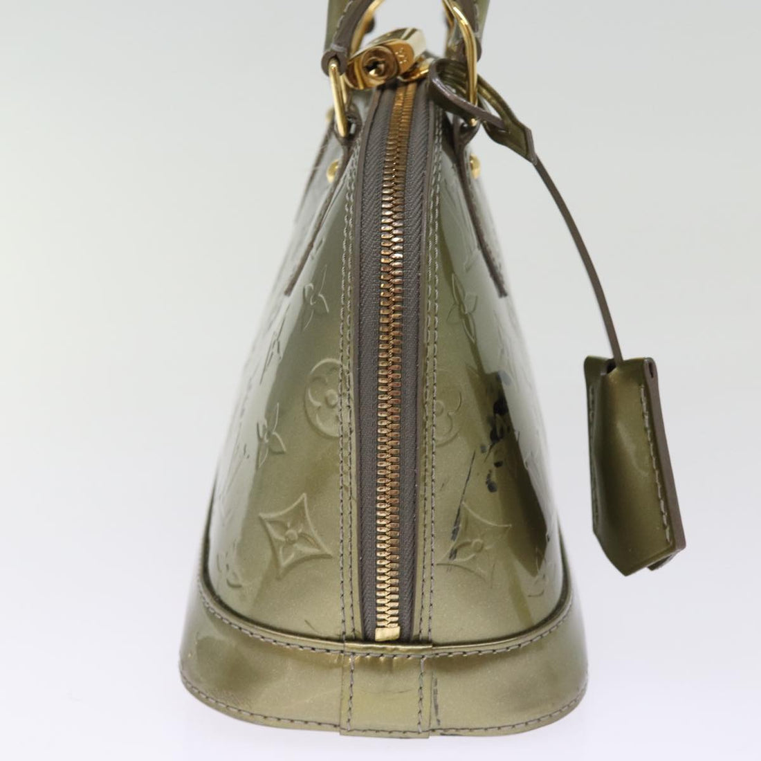 LOUIS VUITTON Monogram Vernis Alma BB Hand Bag 2way Veil Olive M91584 Auth 76298