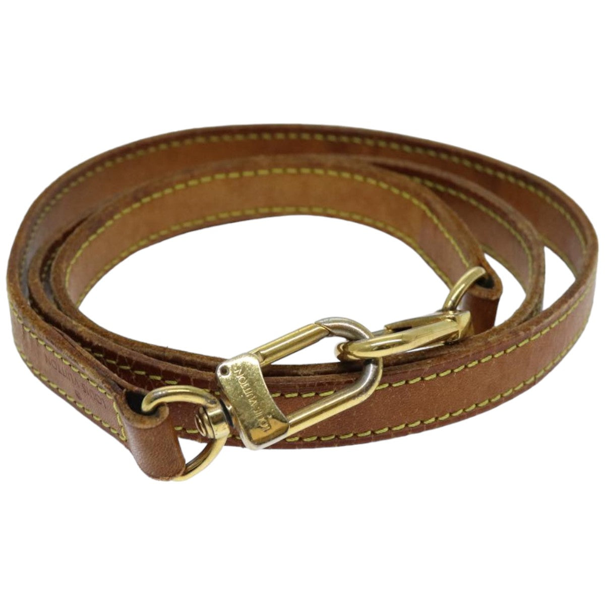 LOUIS VUITTON Shoulder Strap Leather 36.6" Beige LV Auth 76425