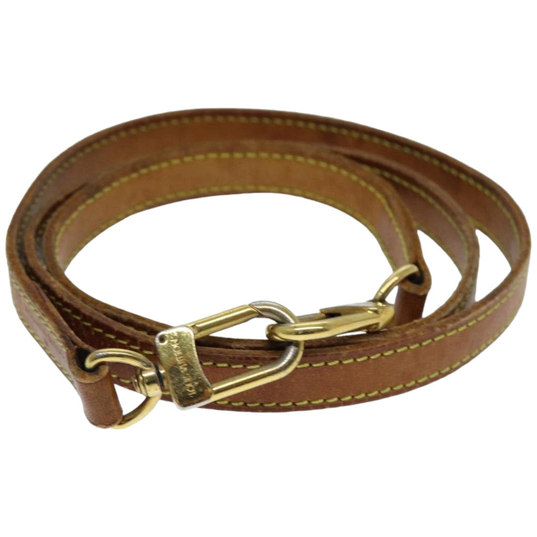 LOUIS VUITTON Shoulder Strap Leather 36.6" Beige LV Auth 76425