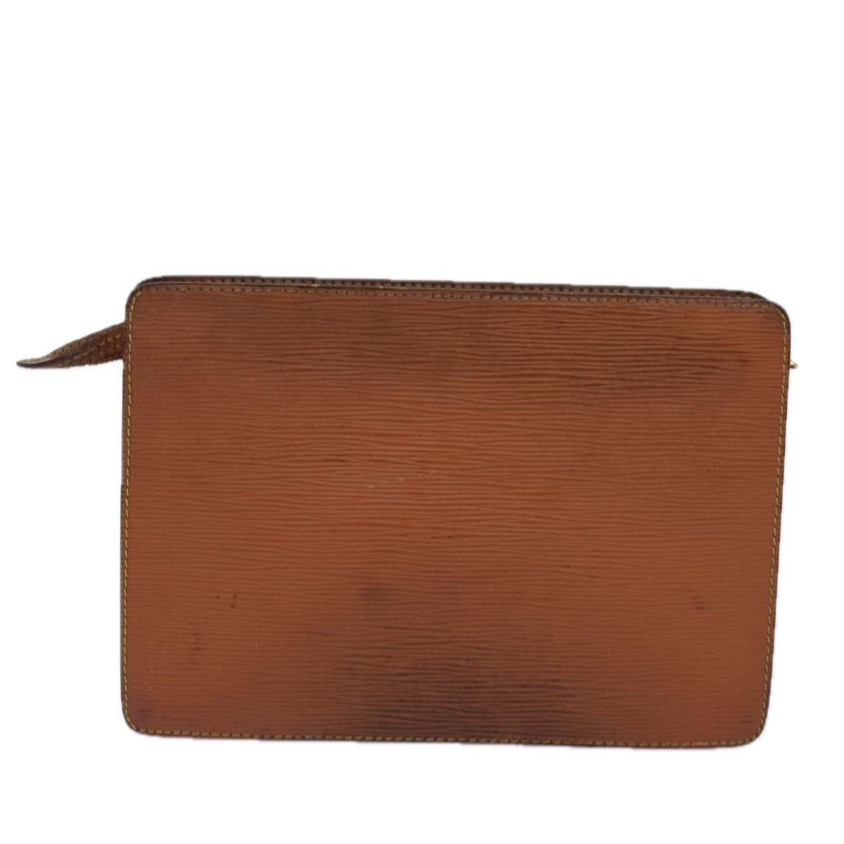 LOUIS VUITTON Epi Pochette Homme Clutch Bag Brown Zipang gold M52528 Auth 76449