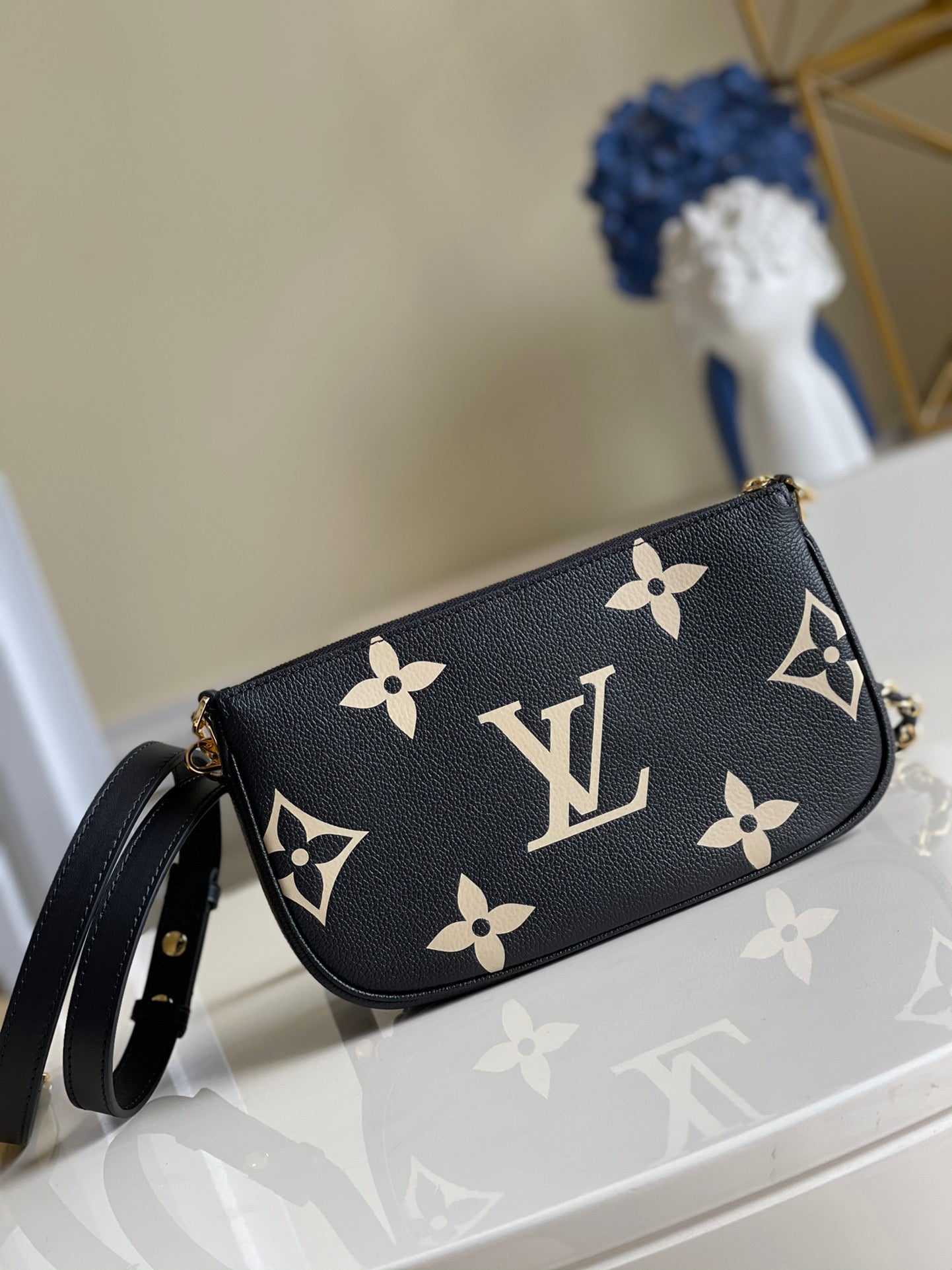 LV Multi Pochette Accessoires Monogram Empreinte Black/Cream For Womtlm, Womtlm’s Handbags, Shoulder And Crossbody Bags 9.8in/25cm LV M45777