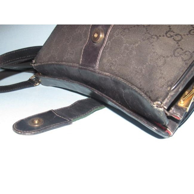 Gucci Guccissima Print Top Flap Snap Cross Body Black Leather And Gg Leather