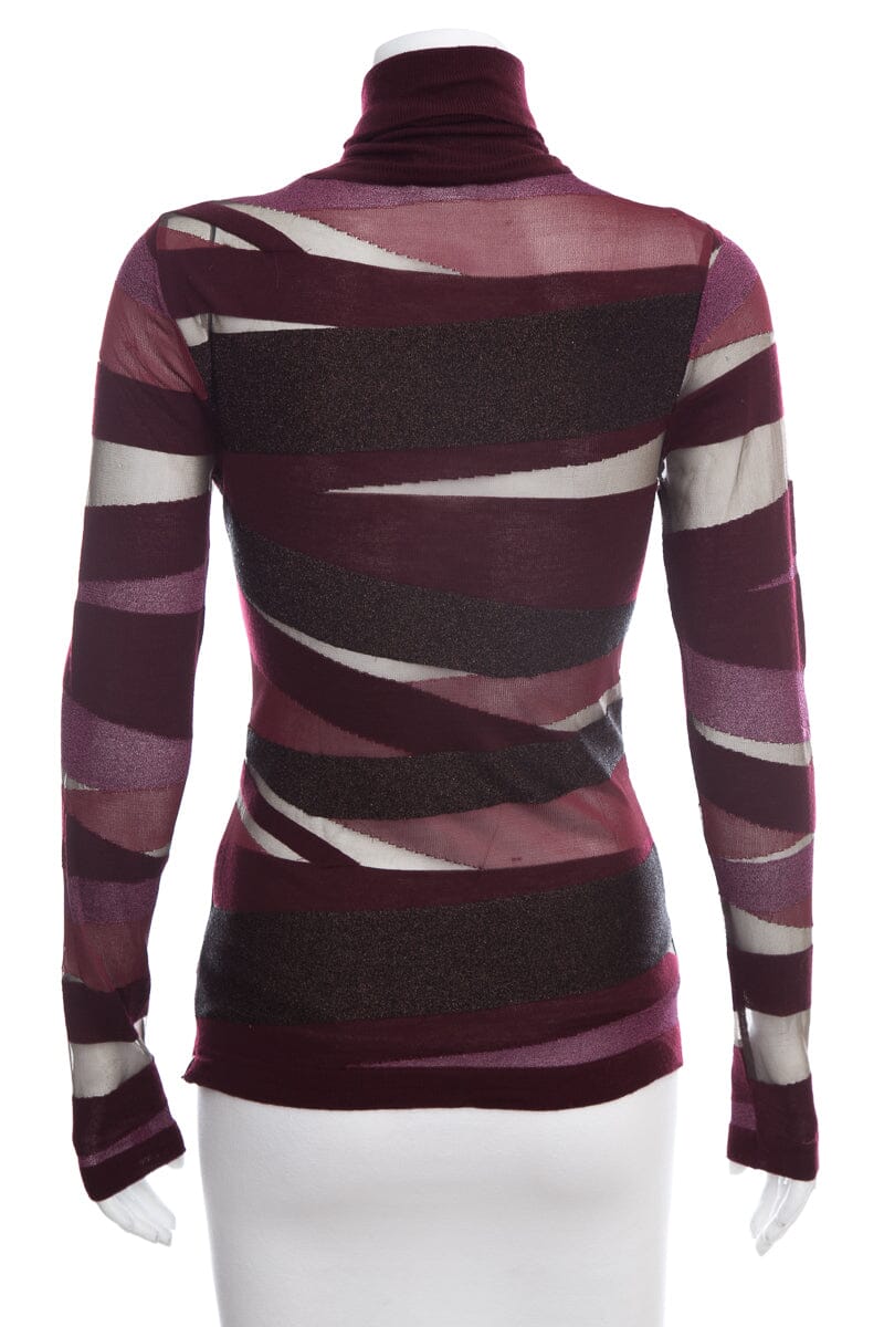 Emilio Pucci Maroon Striped Multi Sweater SZ XS