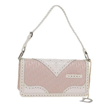CHRISTIAN DIOR Trotter Canvas Shoulder Bag Pink Auth 77002A