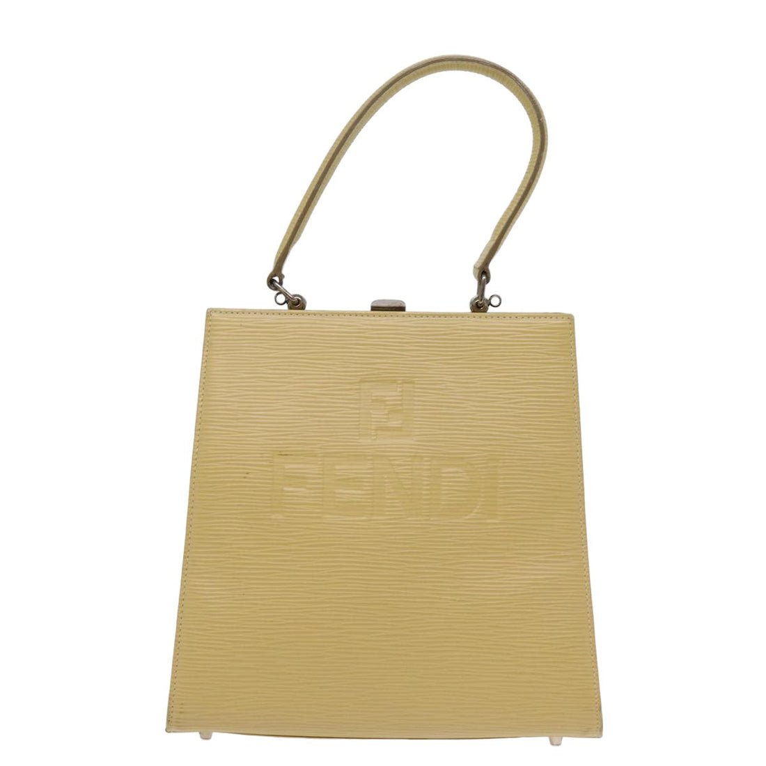 FENDI Hand Bag Leather 2way Beige Auth 77006