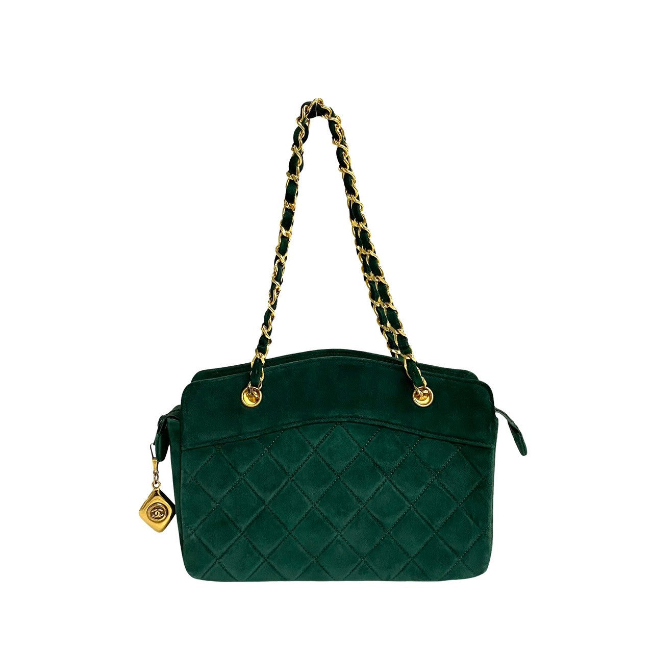 Chanel Quilted Suede Chain Handbag Suede Handbag in Good condition