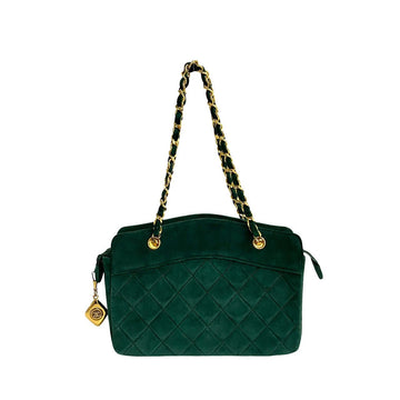 Chanel Quilted Suede Chain Handbag Suede Handbag in Good condition