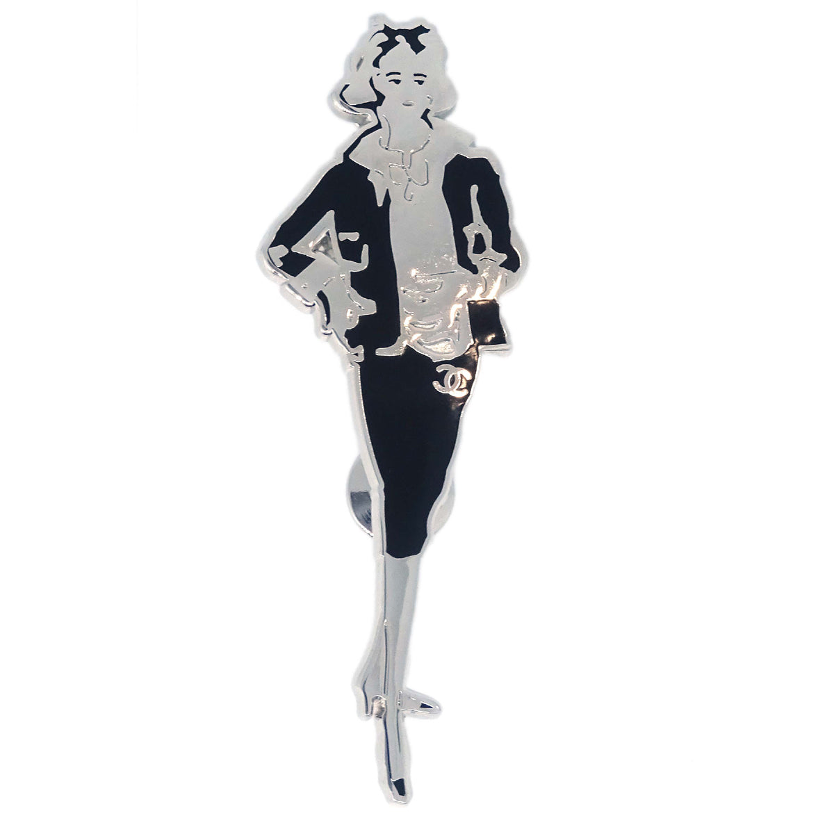 Chanel Silver Mademoiselle Brooch Pin 03P