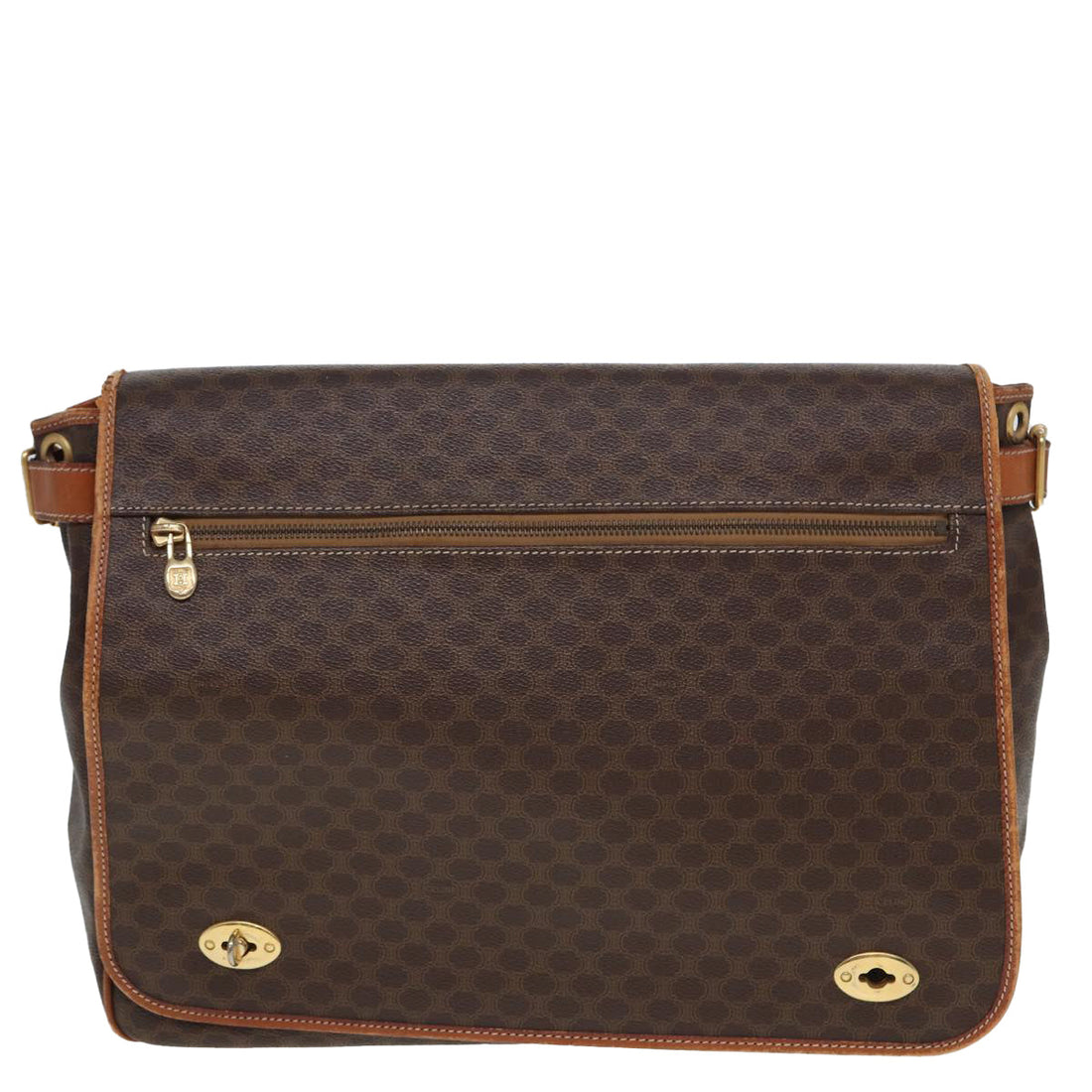 CELINE Macadam Canvas Shoulder Bag PVC Leather Brown Auth 77649