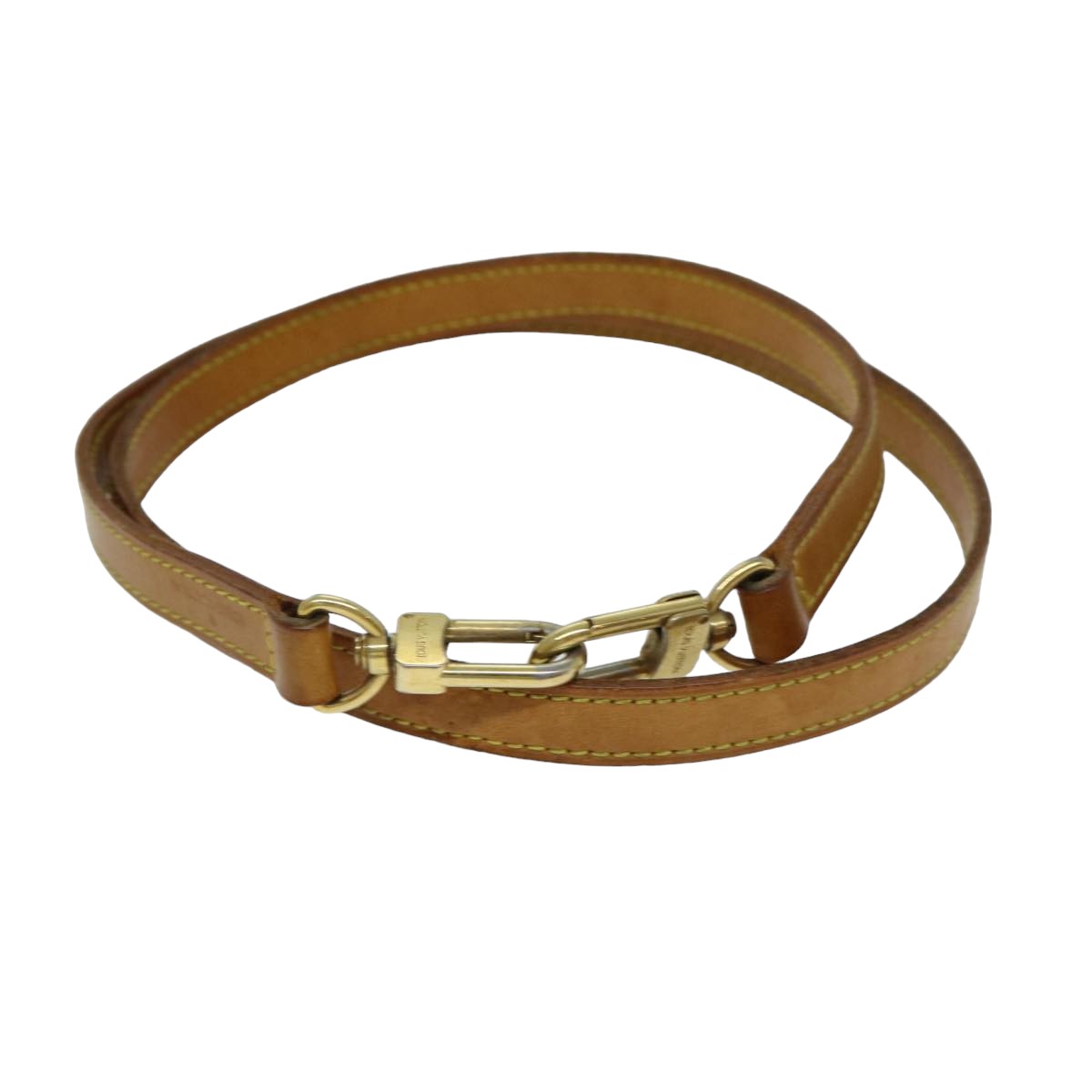 LOUIS VUITTON Shoulder Strap Leather 35.8" Beige LV Auth 77781