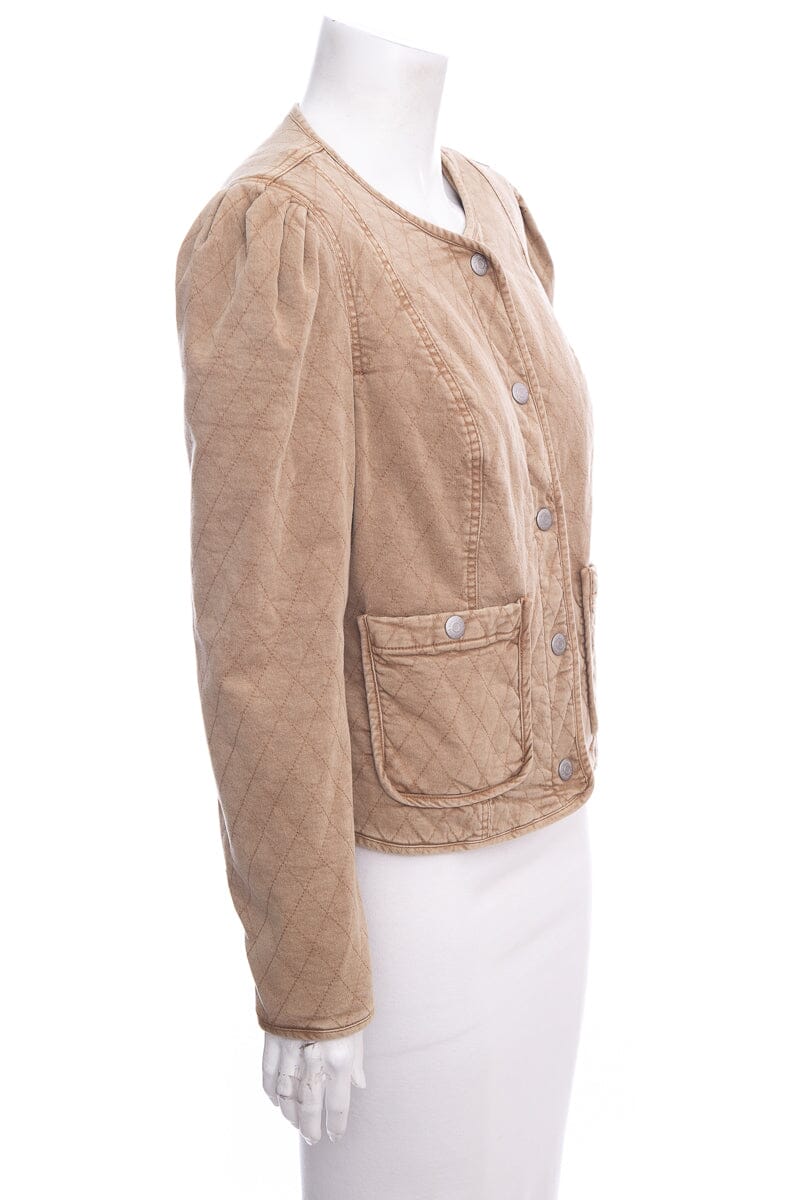 Veronica Beard Taupe Denim Quilted Jacket SZ L