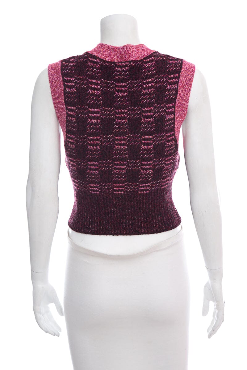 Chanel Pink Knit Cropped Vest SZ 36