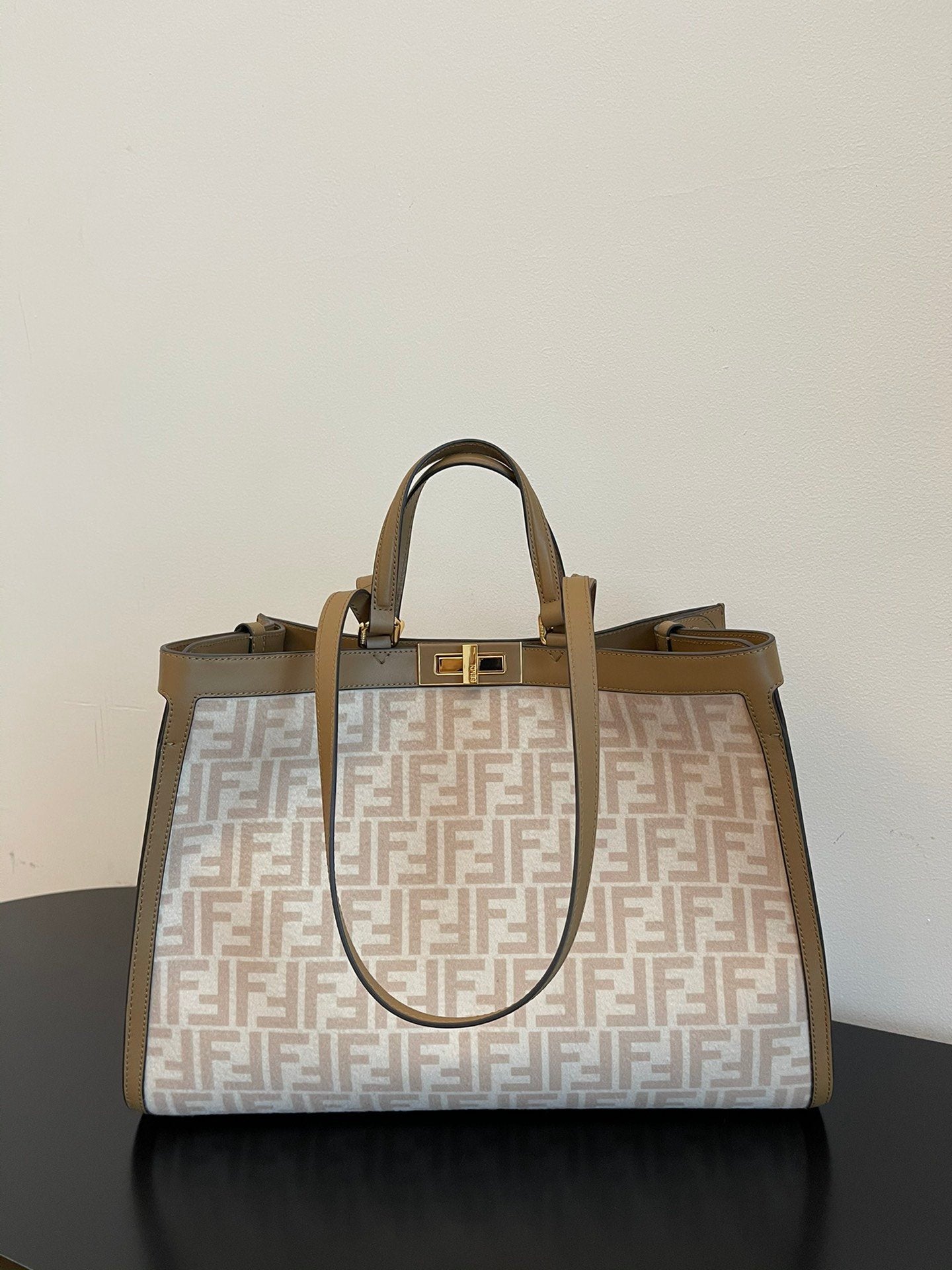 FI Peekaboo X-tote Bag Beige Canvas For Women, Women&#8217;s Handbags, Shoulder Bags 16.1in/41cm FF 8BH374