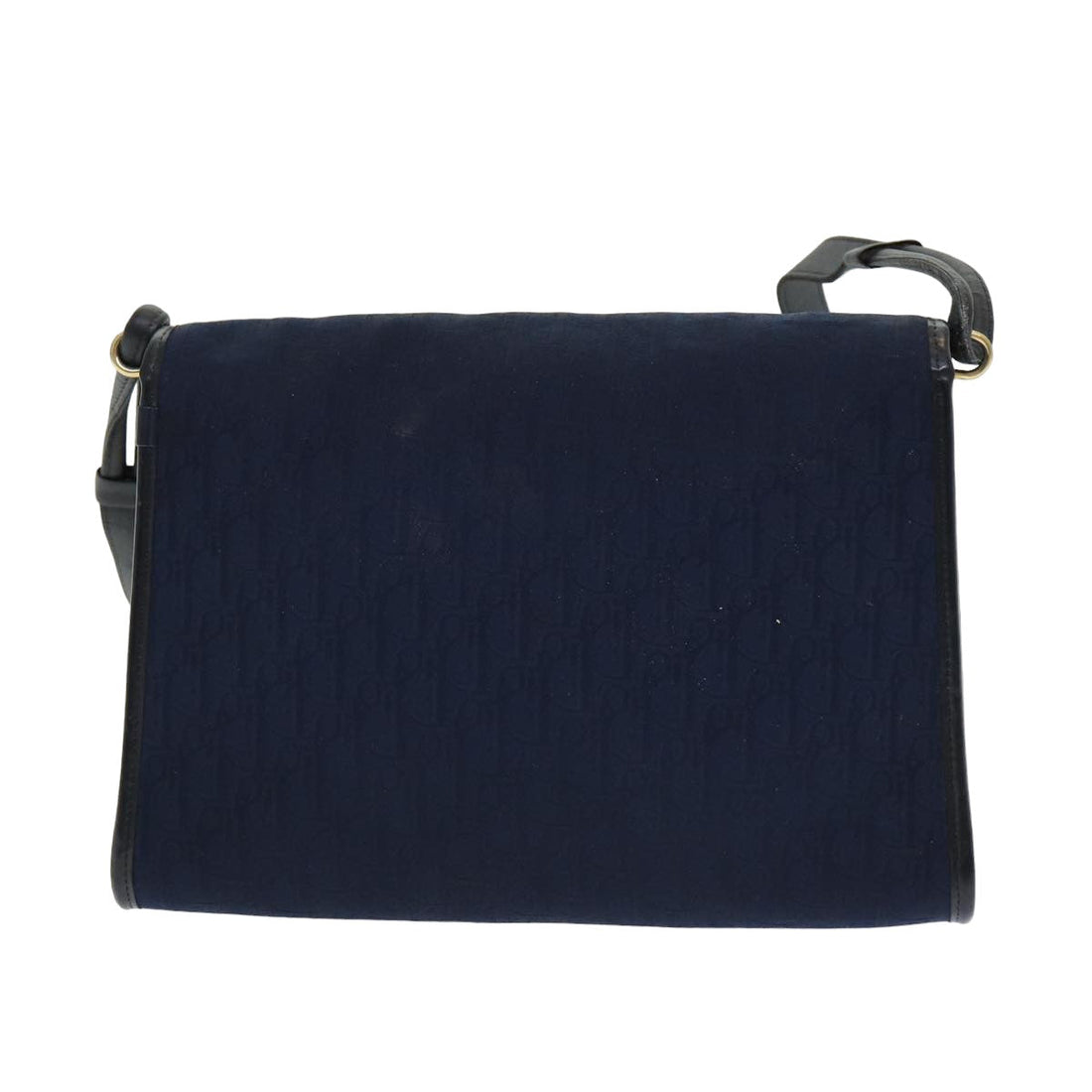 CHRISTIAN DIOR Trotter Canvas Shoulder Bag Navy Auth 77938