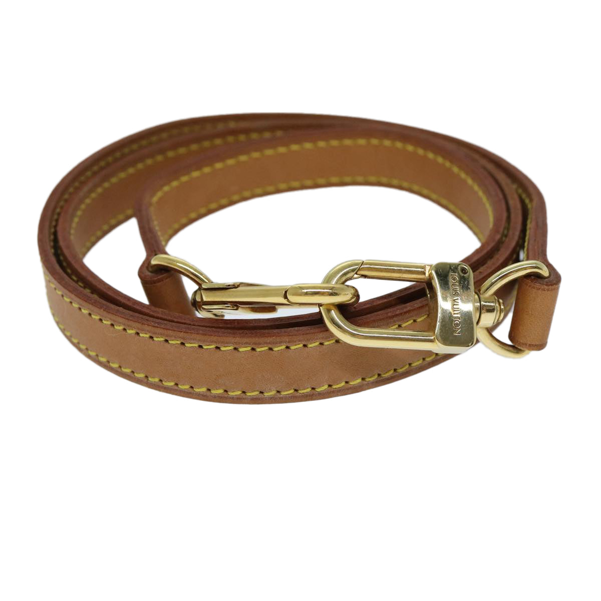 LOUIS VUITTON Shoulder Strap Leather 35.4" Beige LV Auth 77975