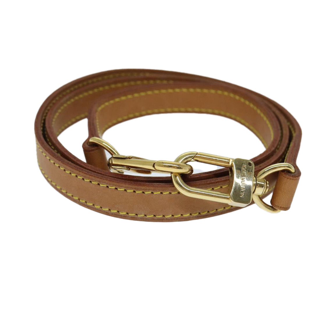 LOUIS VUITTON Shoulder Strap Leather 35.4" Beige LV Auth 77975