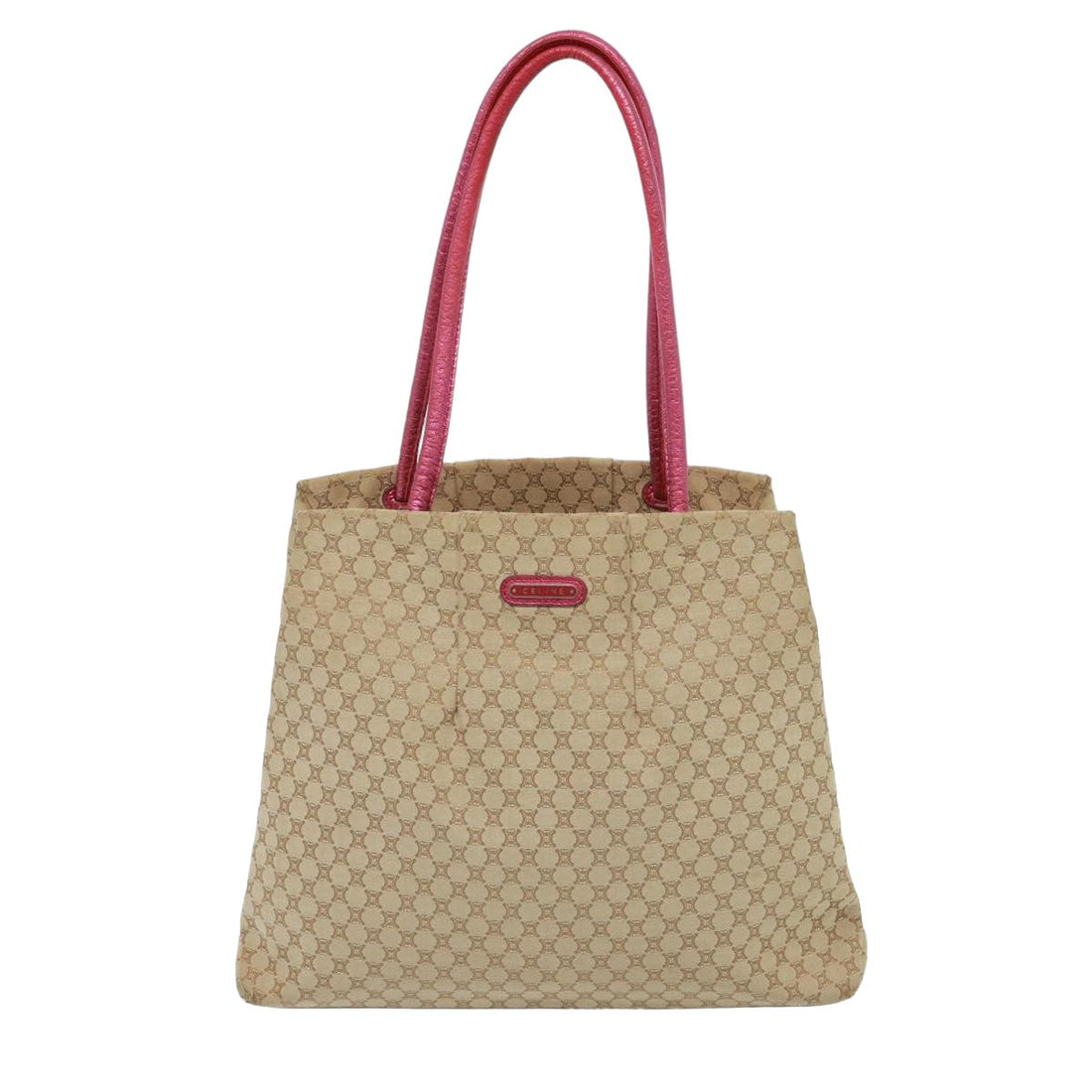 CELINE Macadam Canvas Shoulder Bag Beige Auth 78082