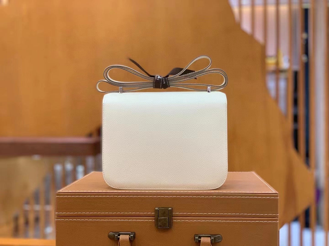 HM Constance 23 Epsom White For Womtlm, Handbags, Shoulder Bag 9in/23cm