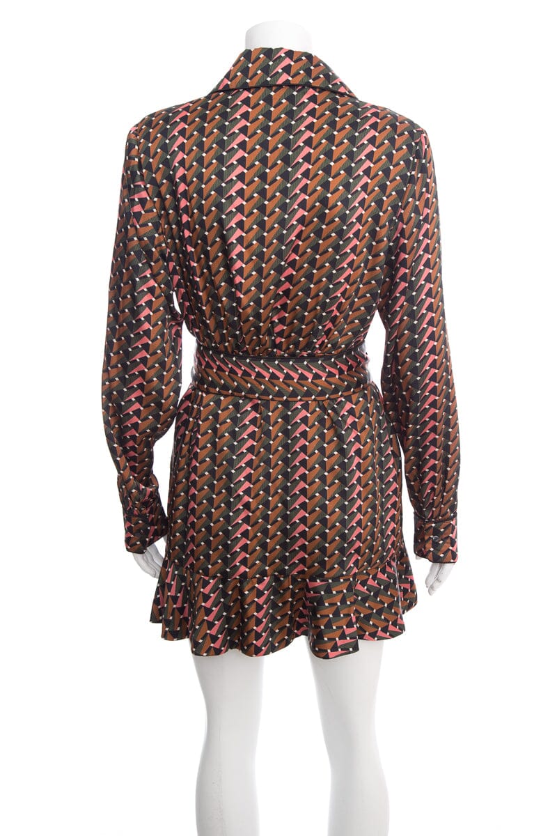 Karina Grimaldi Multicolor Abstract Print Long Sleeve Dress SZ M