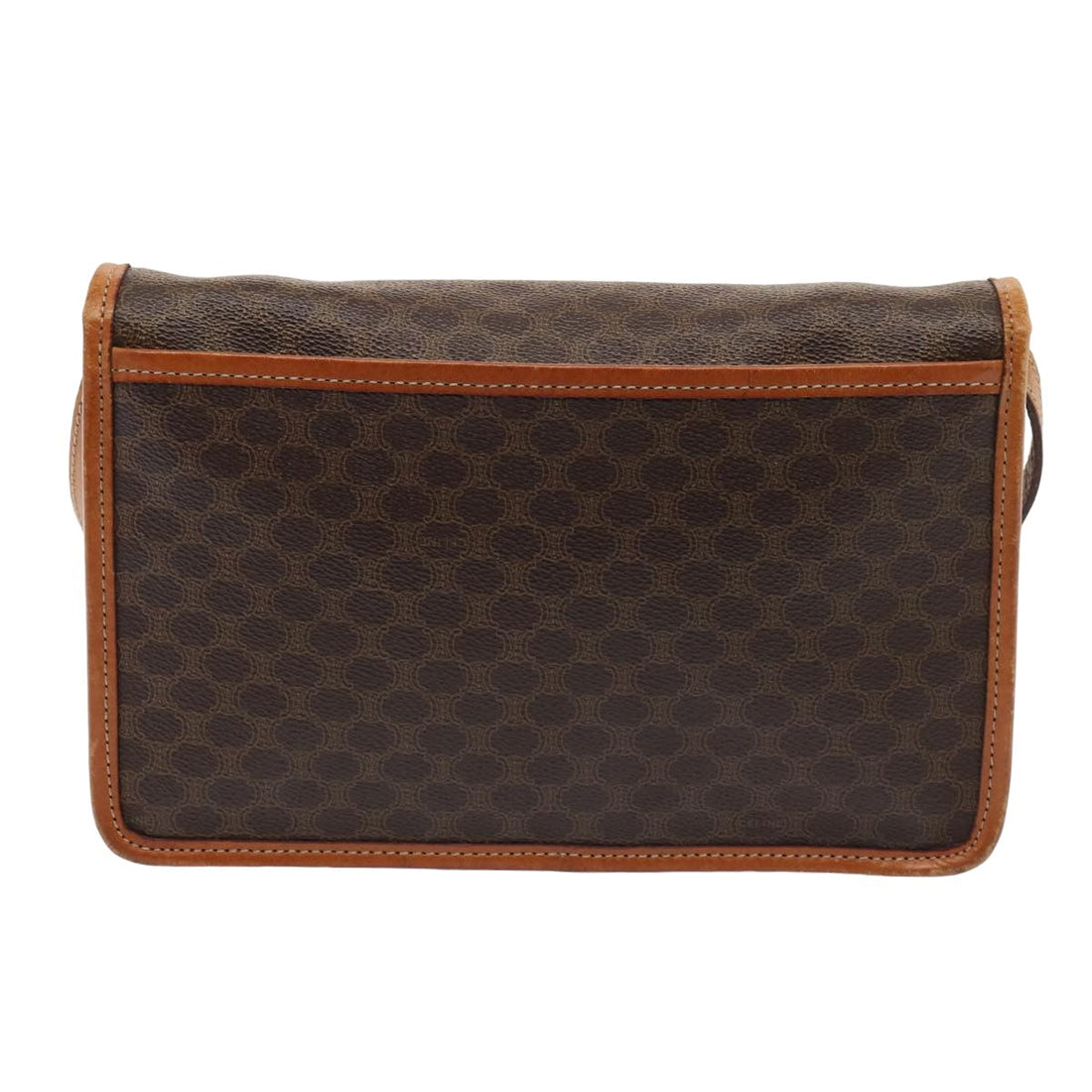 CELINE Macadam Canvas Shoulder Bag PVC Leather Brown Auth 78220