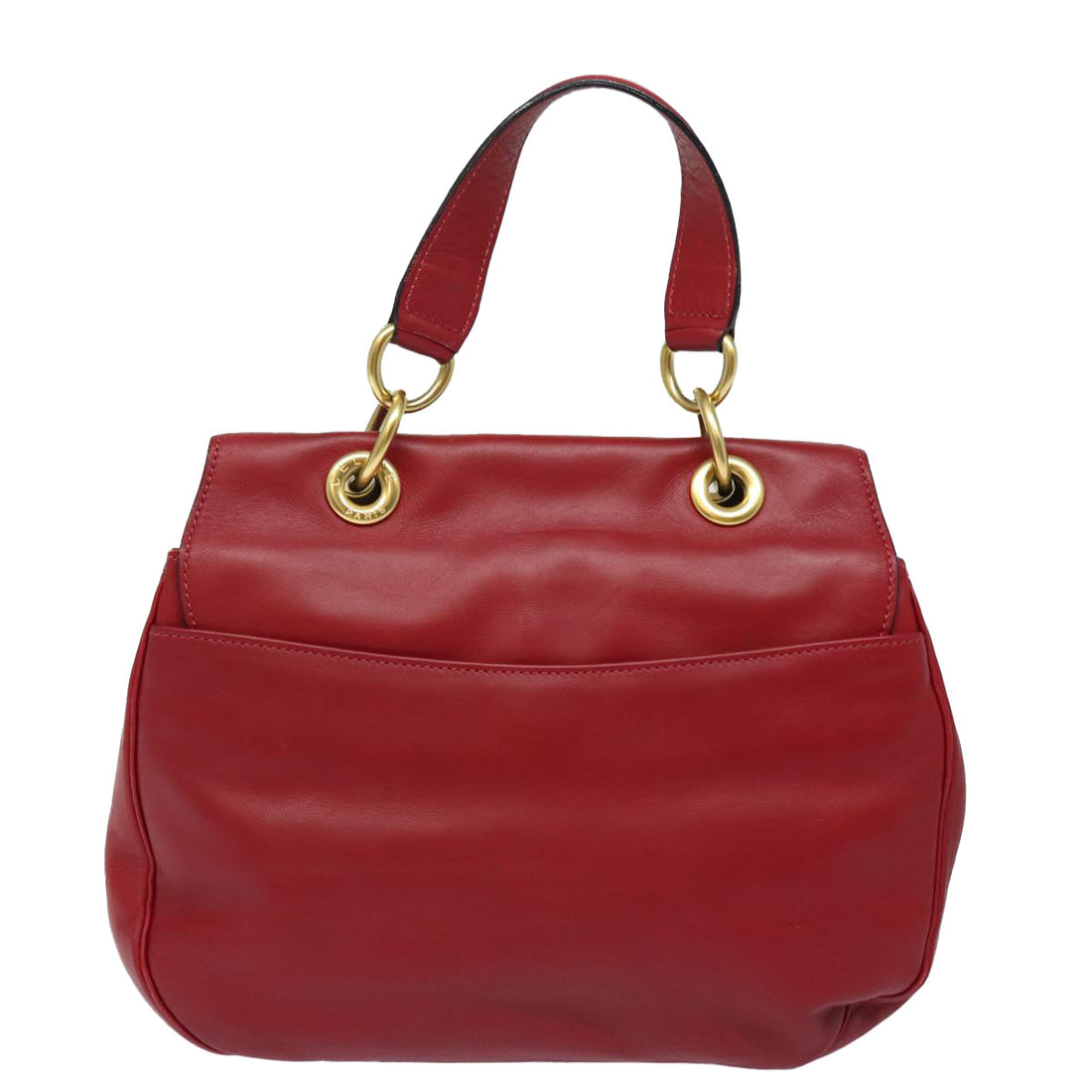 CELINE Shoulder Bag Leather 2way Red Auth 78318