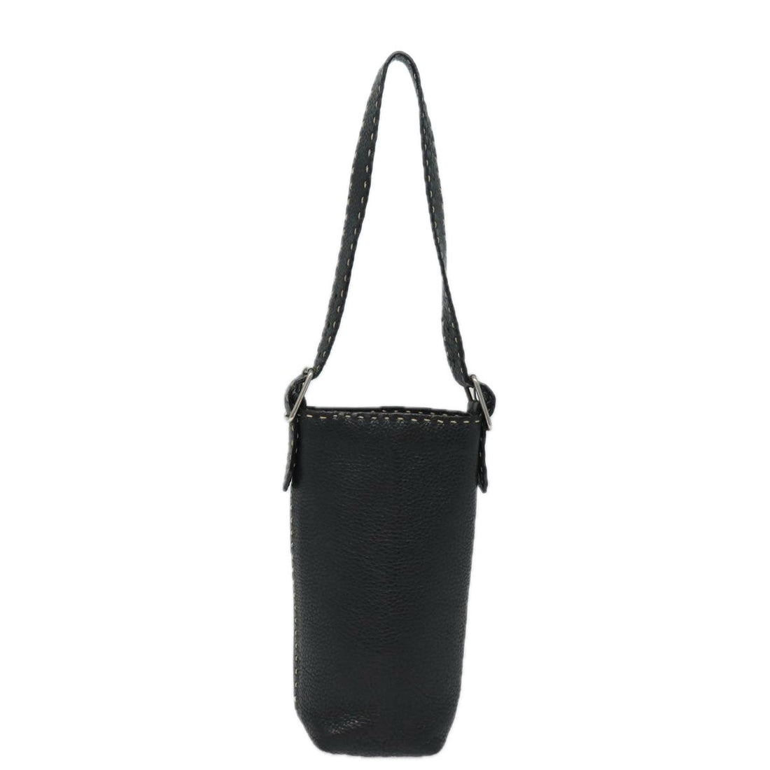 FENDI Shoulder Bag Leather Black Auth 78771