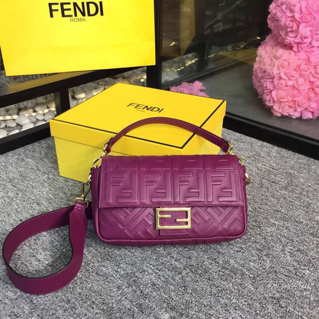 FI Baguette Nappa Purple For Womtlm, Womtlm&#8217;s Handbags, Shoulder And Crossbody Bags 10.6in/27cm FF 8BR600