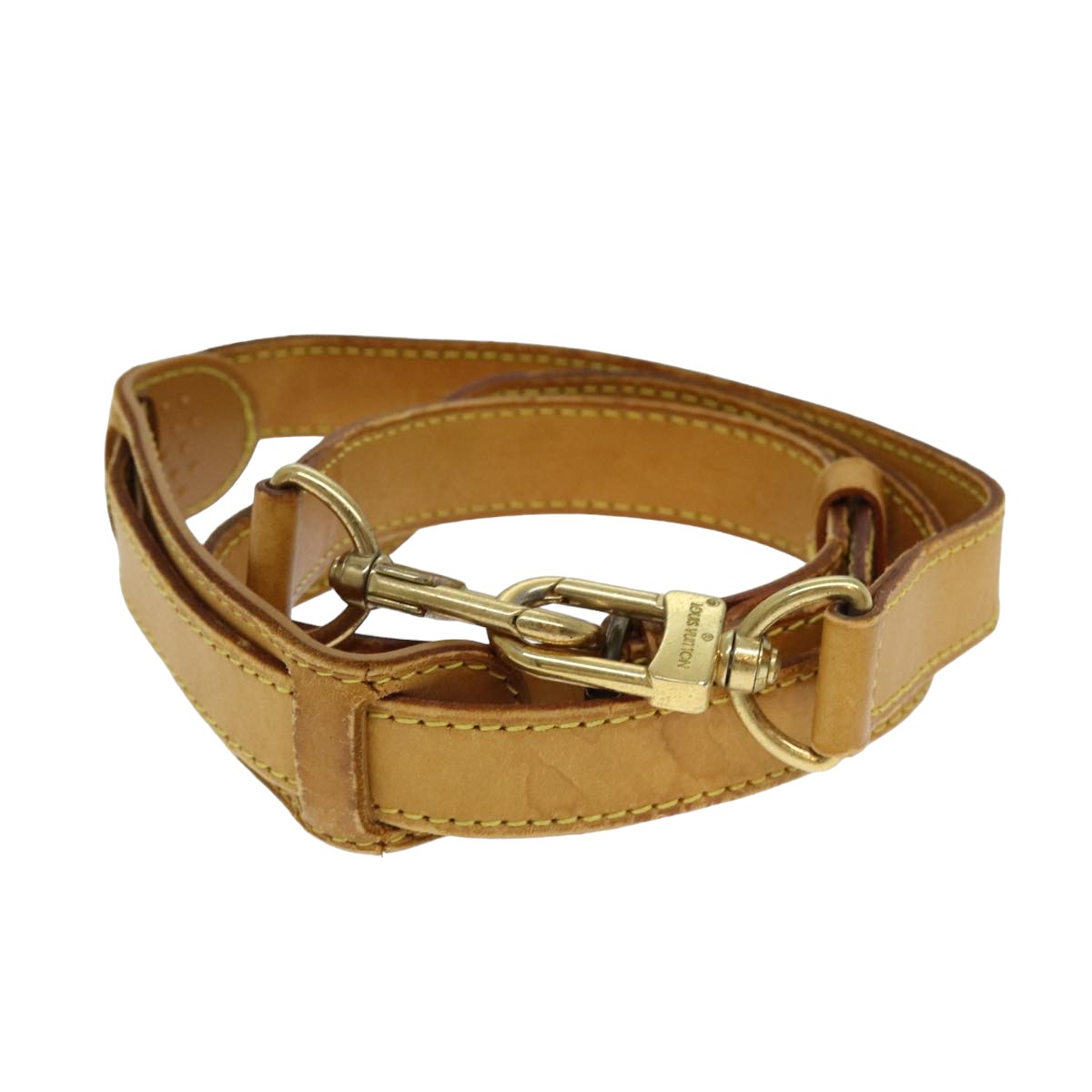 LOUIS VUITTON Adjustable Shoulder Strap Leather 36.6"-44.1" Beige Auth 78917