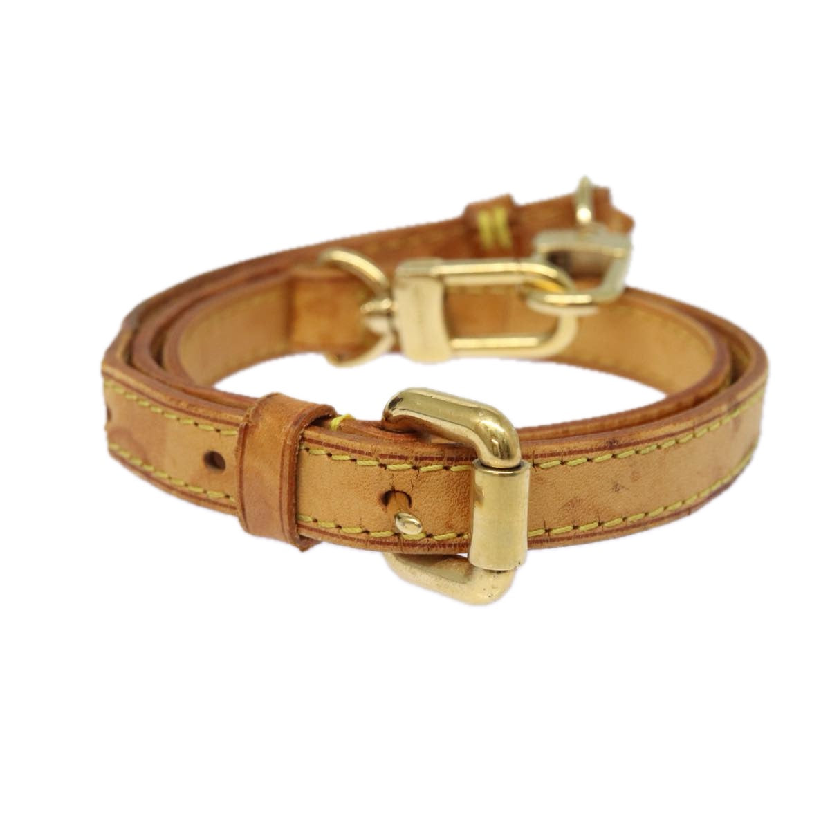 LOUIS VUITTON Adjustable Shoulder Strap Leather 25.6"-30.3" Beige Auth 78939