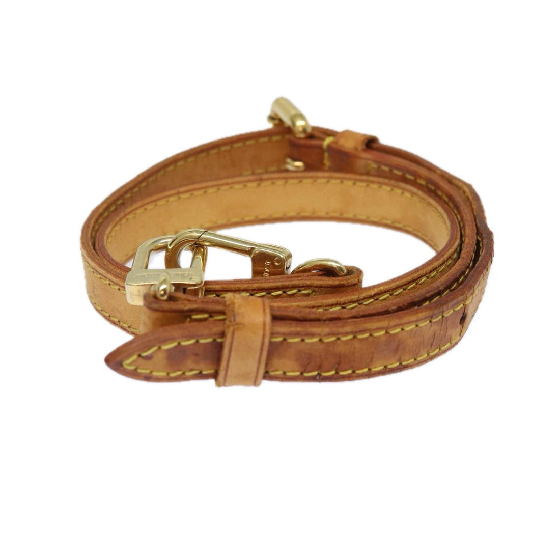 LOUIS VUITTON Adjustable Shoulder Strap Leather 25.6"-30.3" Beige Auth 78939