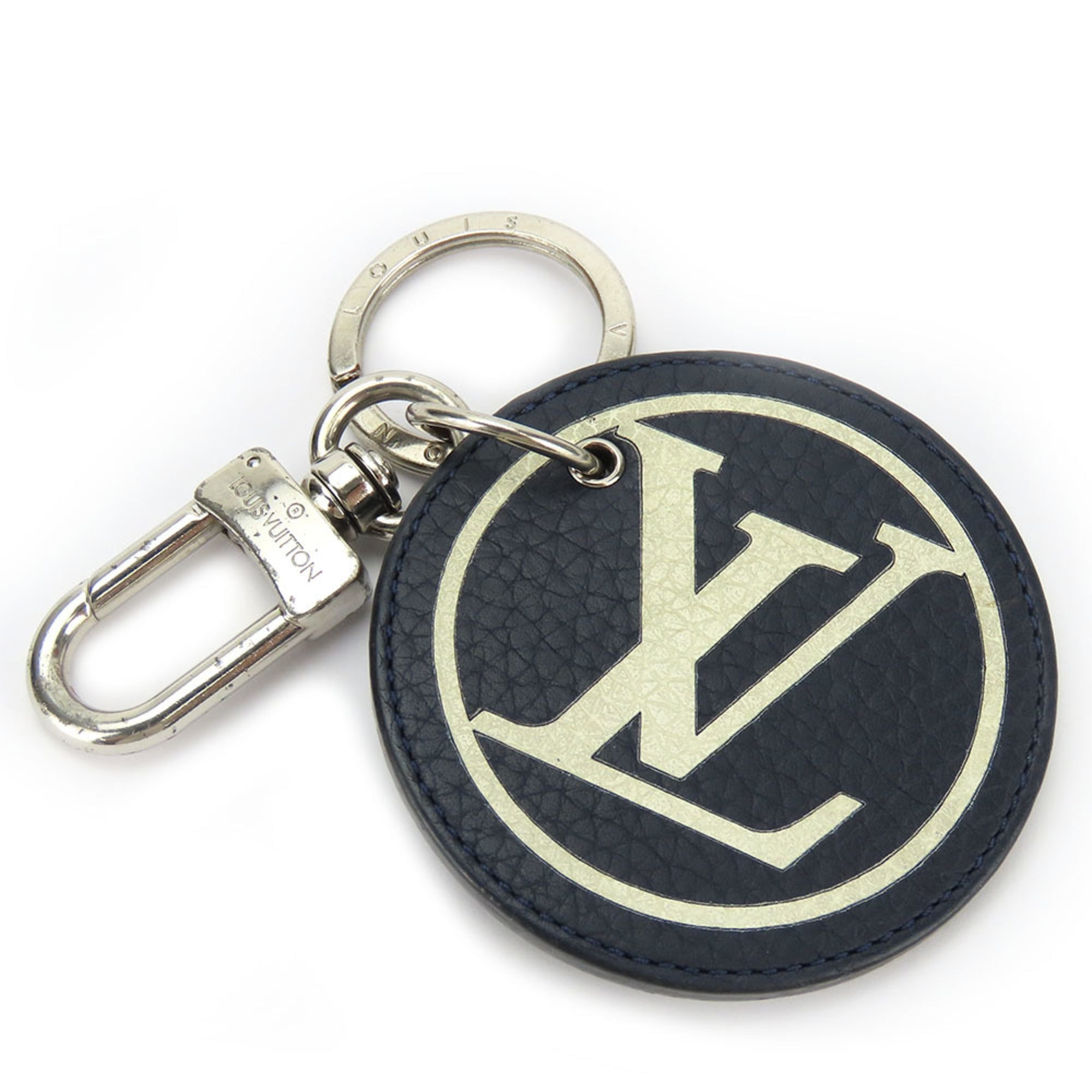 Louis Vuitton Navy  Leather Keyring