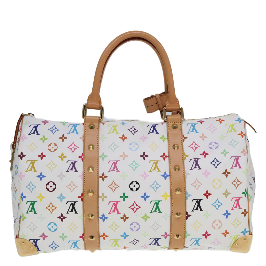 LOUIS VUITTON Monogram Multicolor Keepall 45 Boston Bag White M92641 Auth 79258A