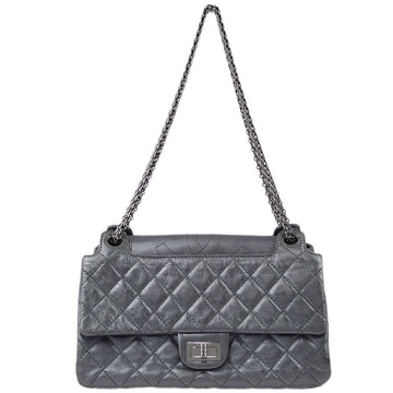 Chanel Silver Lambskin Mademoiselle Lock Shoulder Bag
