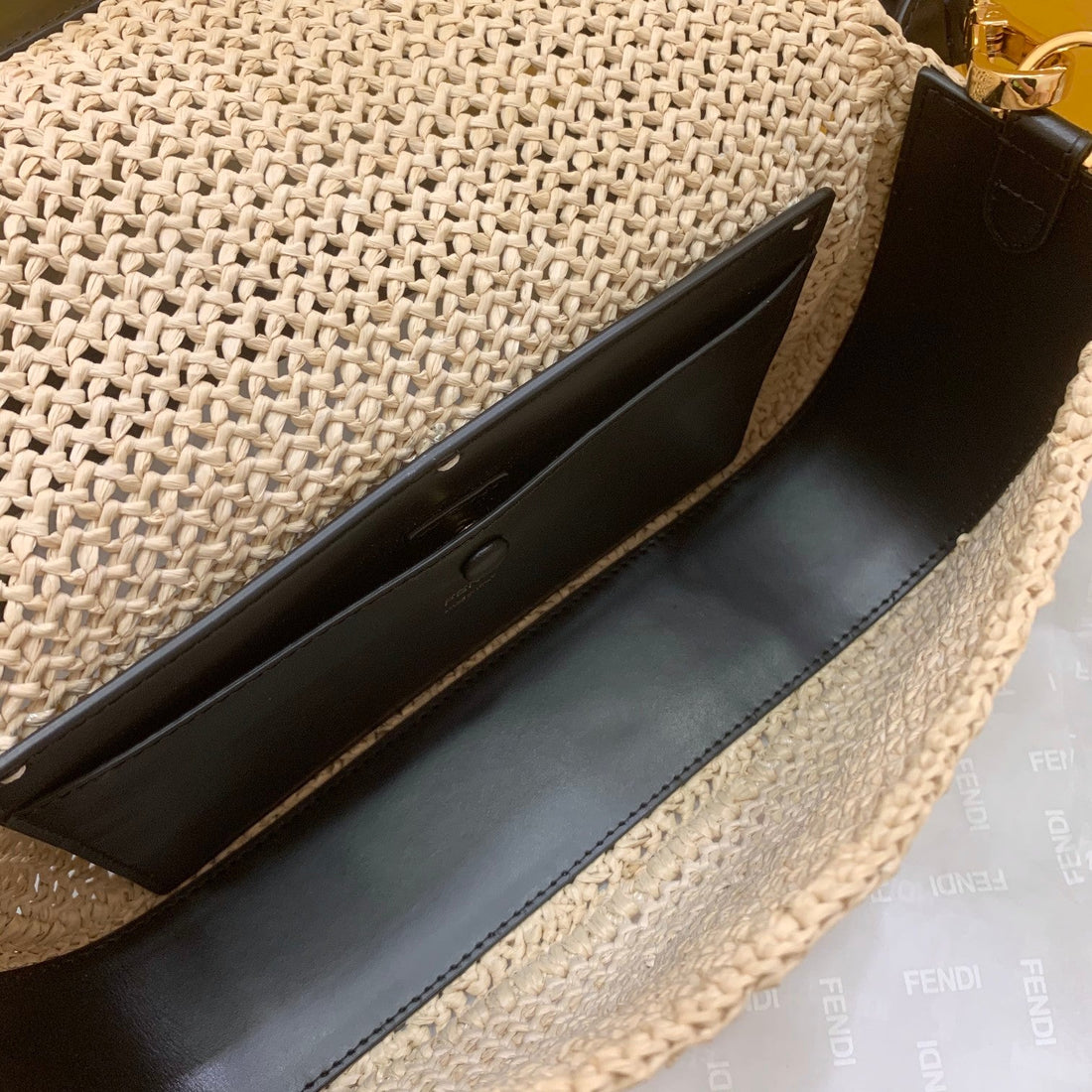 FI Baguette Woven Straw Black For Women, Women&#8217;s Handbags, Shoulder And Crossbody Bags 10.2in/26cm FF