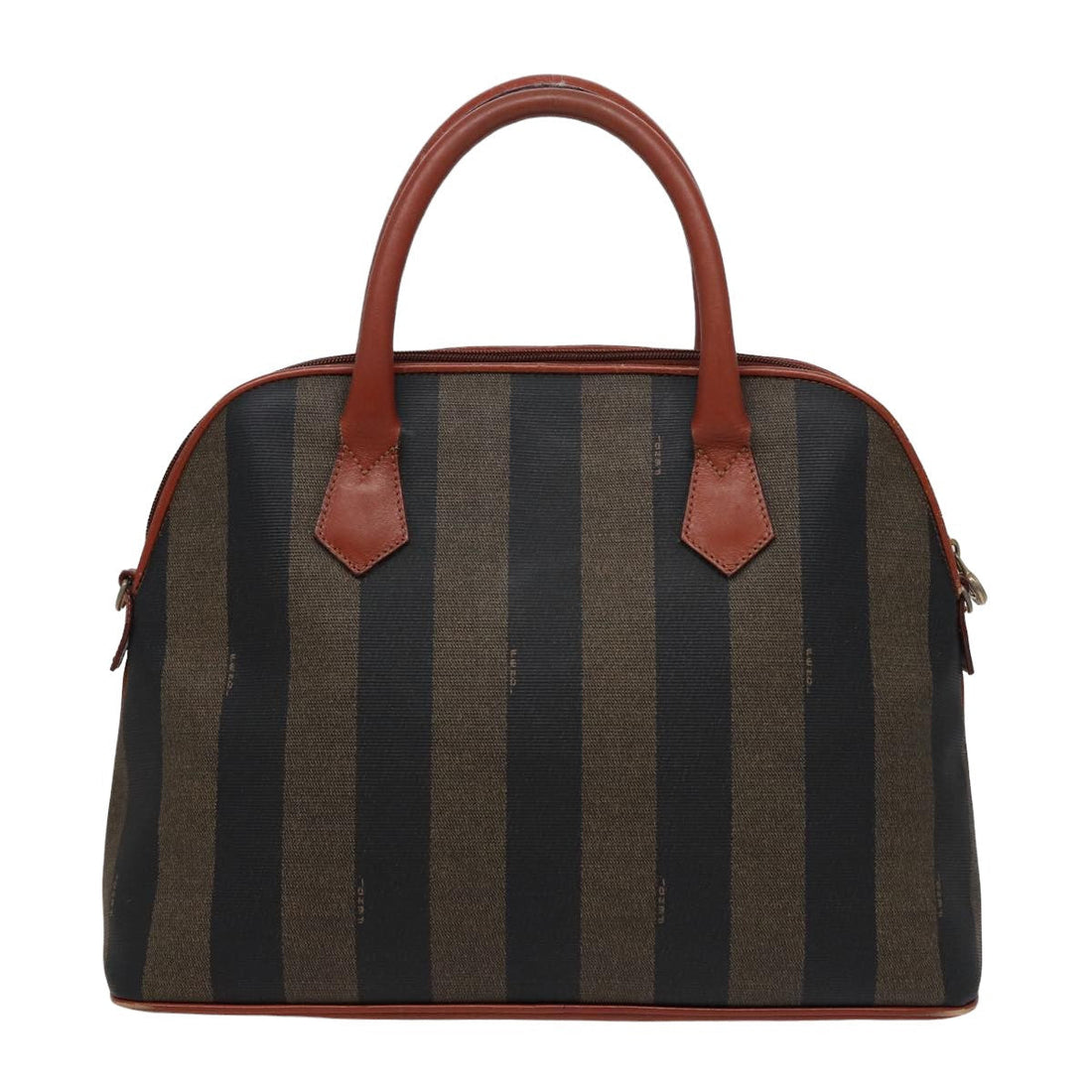 FENDI Pecan Canvas Hand Bag Brown Black Auth 79499