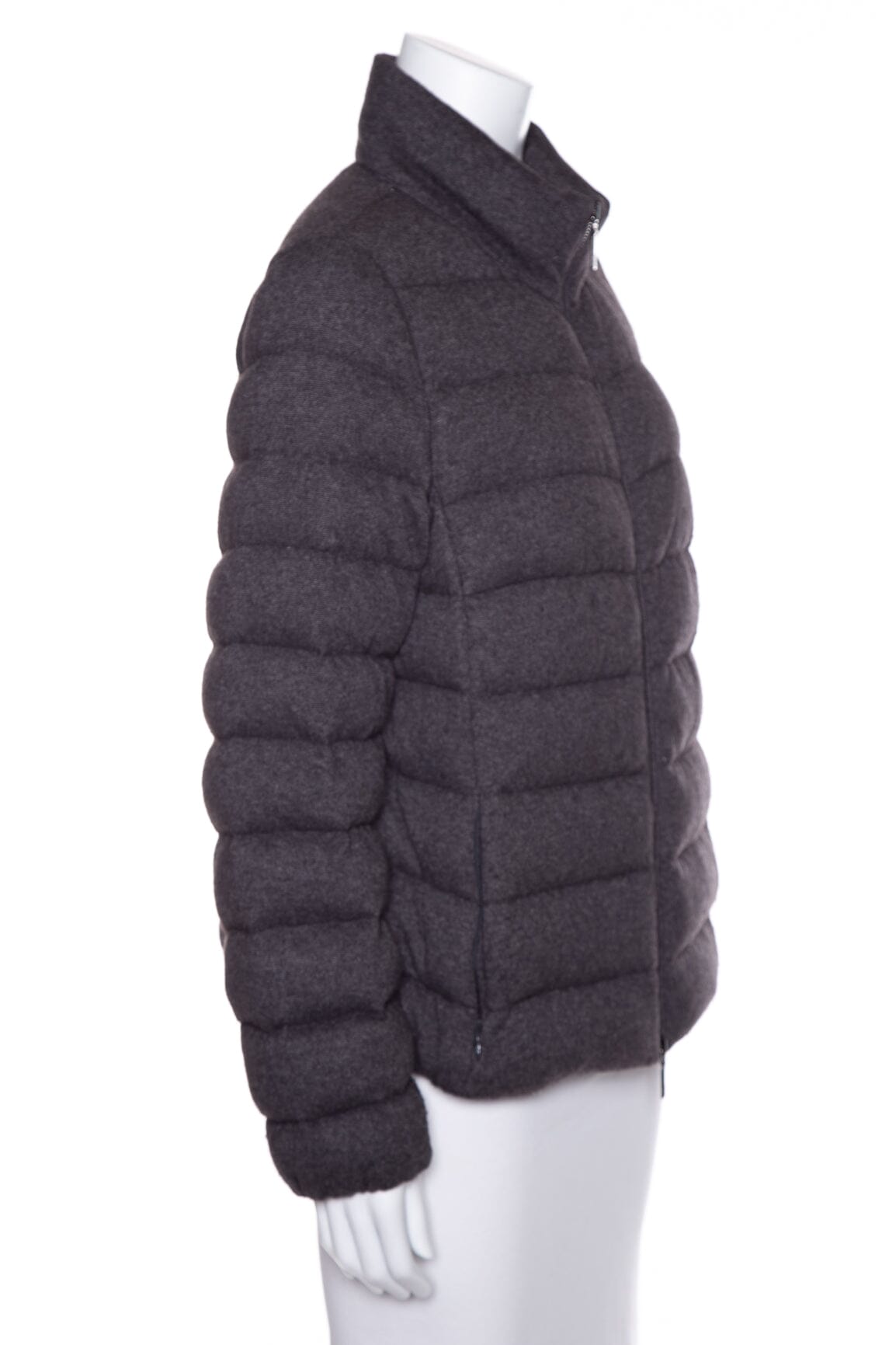 Moncler Grey Wool Arneb Zip Up Puffer Coat SZ 3