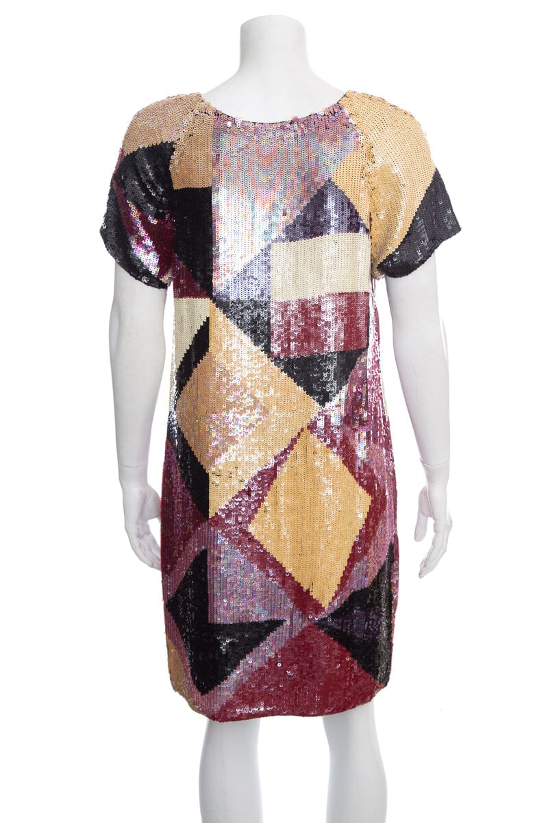 Catherine Malandrino Multicolor Geometric Sequin Dress SZ 10