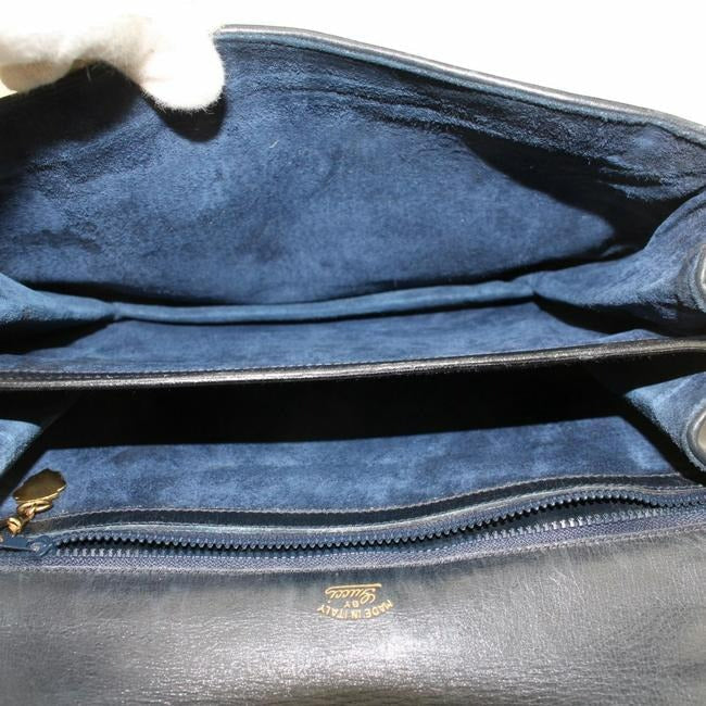 Gucci Vintage Midnight Blue Suede With Leather Trim Hobo Bag