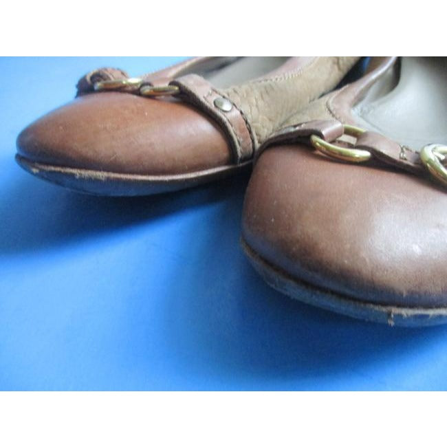 Attilio Giusti Leombruni Brown Cognac Camel Woven Slip On Ballet Flats Size Eu