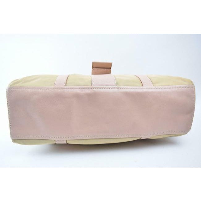 Prada Color Block Shoulder Purses Pink And Beige Suede Canvas And Leather Satchel