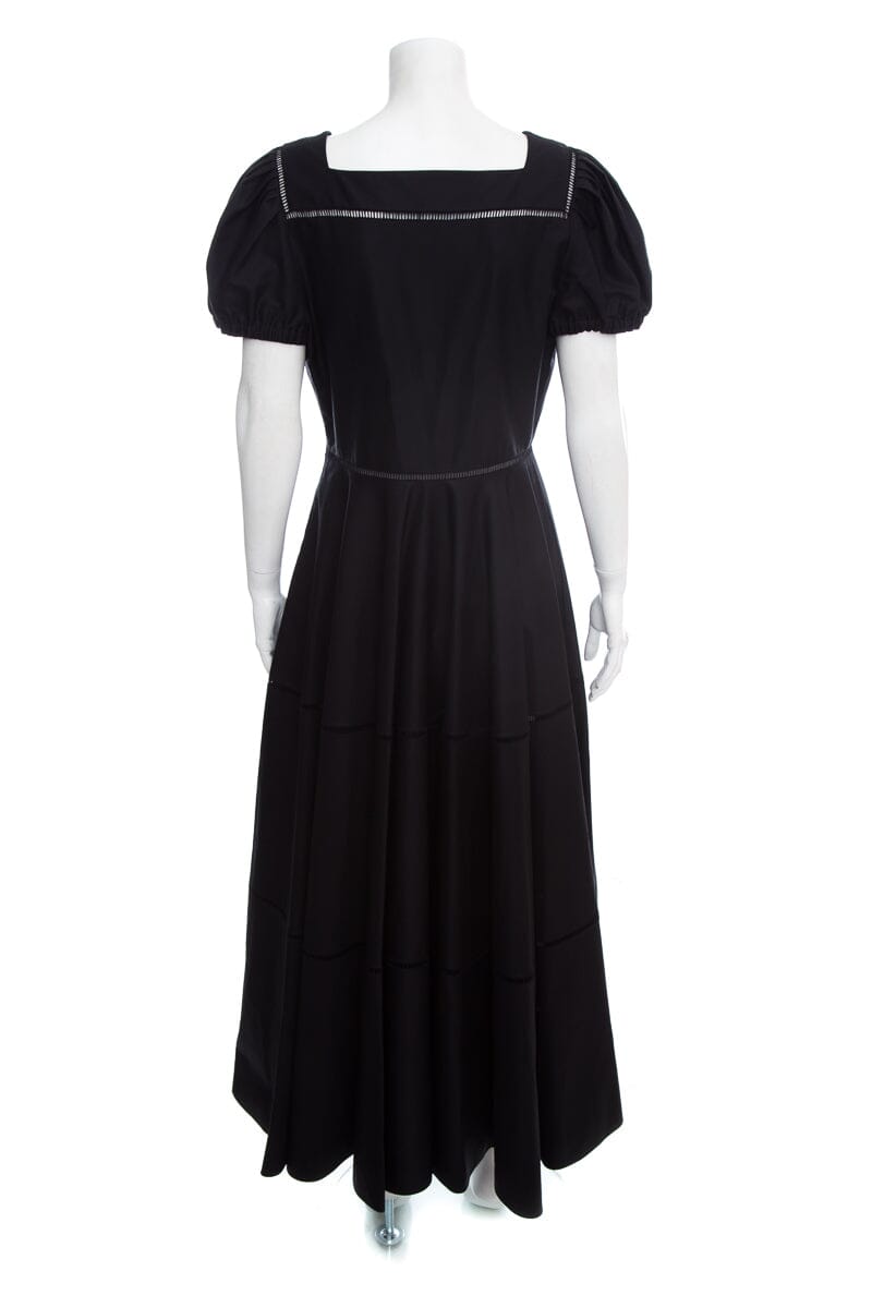 Alaia Black Cotton Maxi Short Sleeve Dress SZ 44