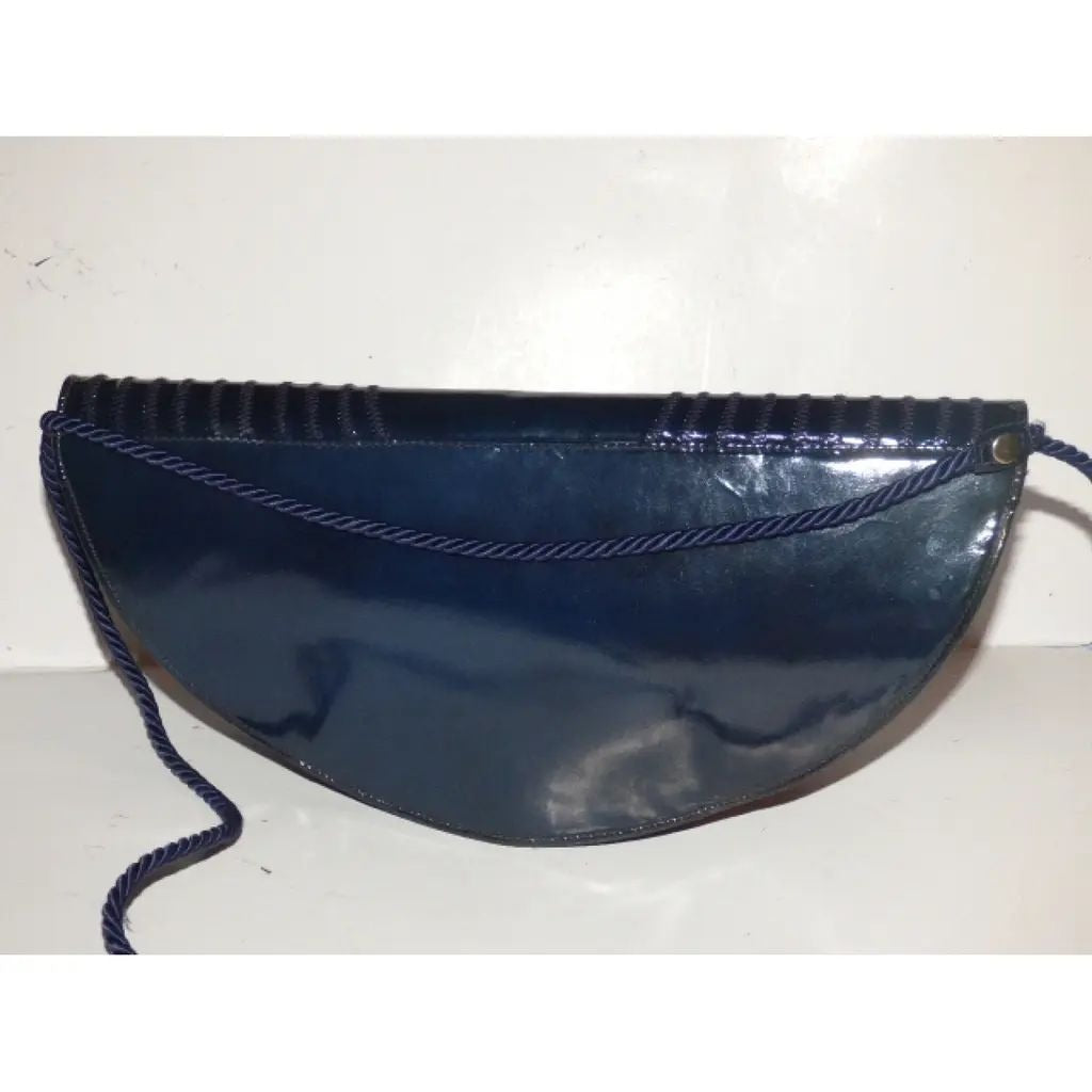 Fendi navy leather stylized fan two-way- cross body or clutch