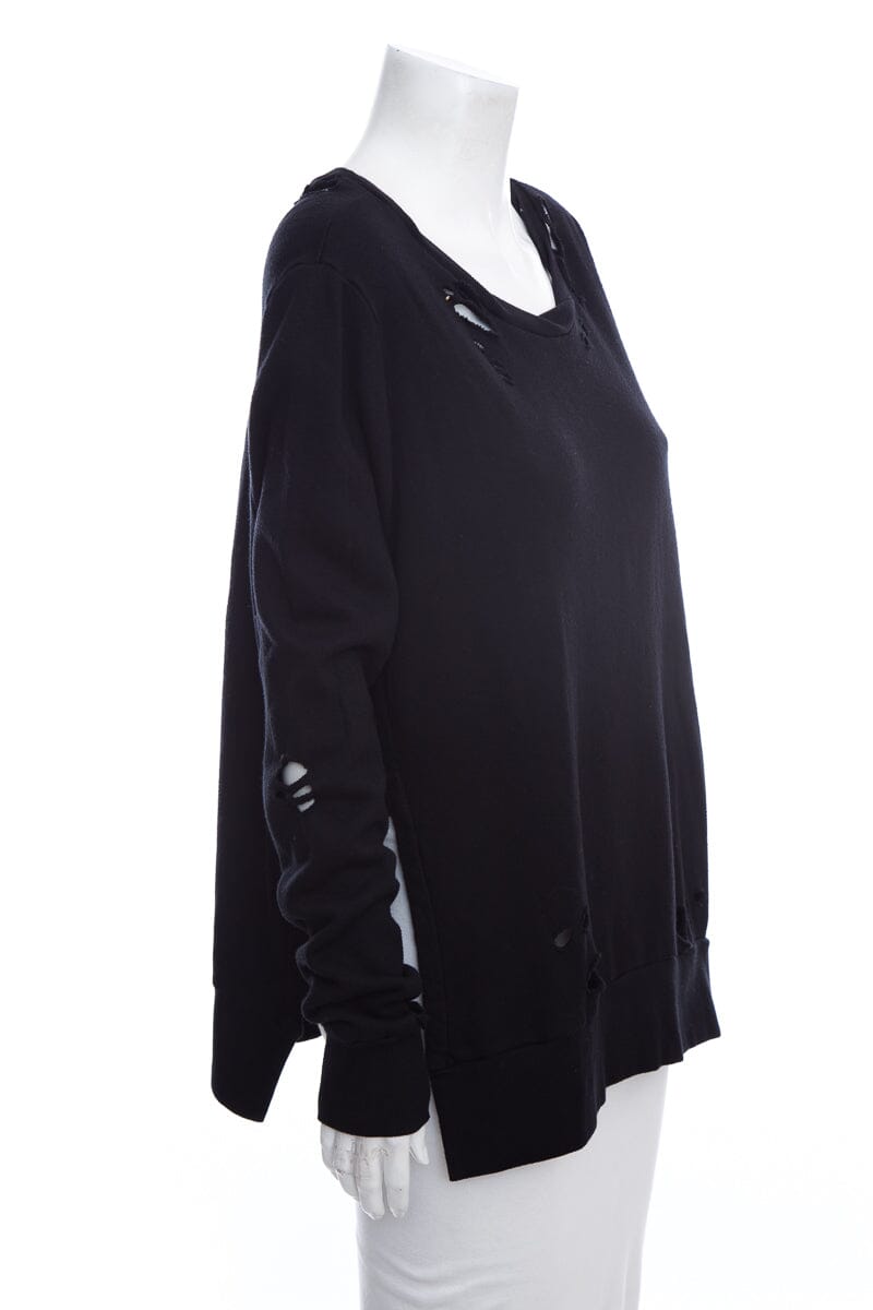 Pam & Gela Black Distressed Sweater SZ L NWT
