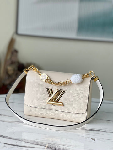LV Twist MM Monogram Flower Quartz White For Womtlm,  Shoulder And Crossbody Bags 9.1in/23cm LV M59403