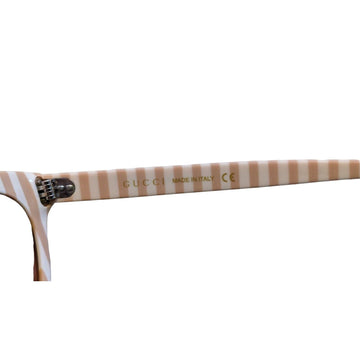 Gucci tan & white striped plastic cat's eye sunglasses