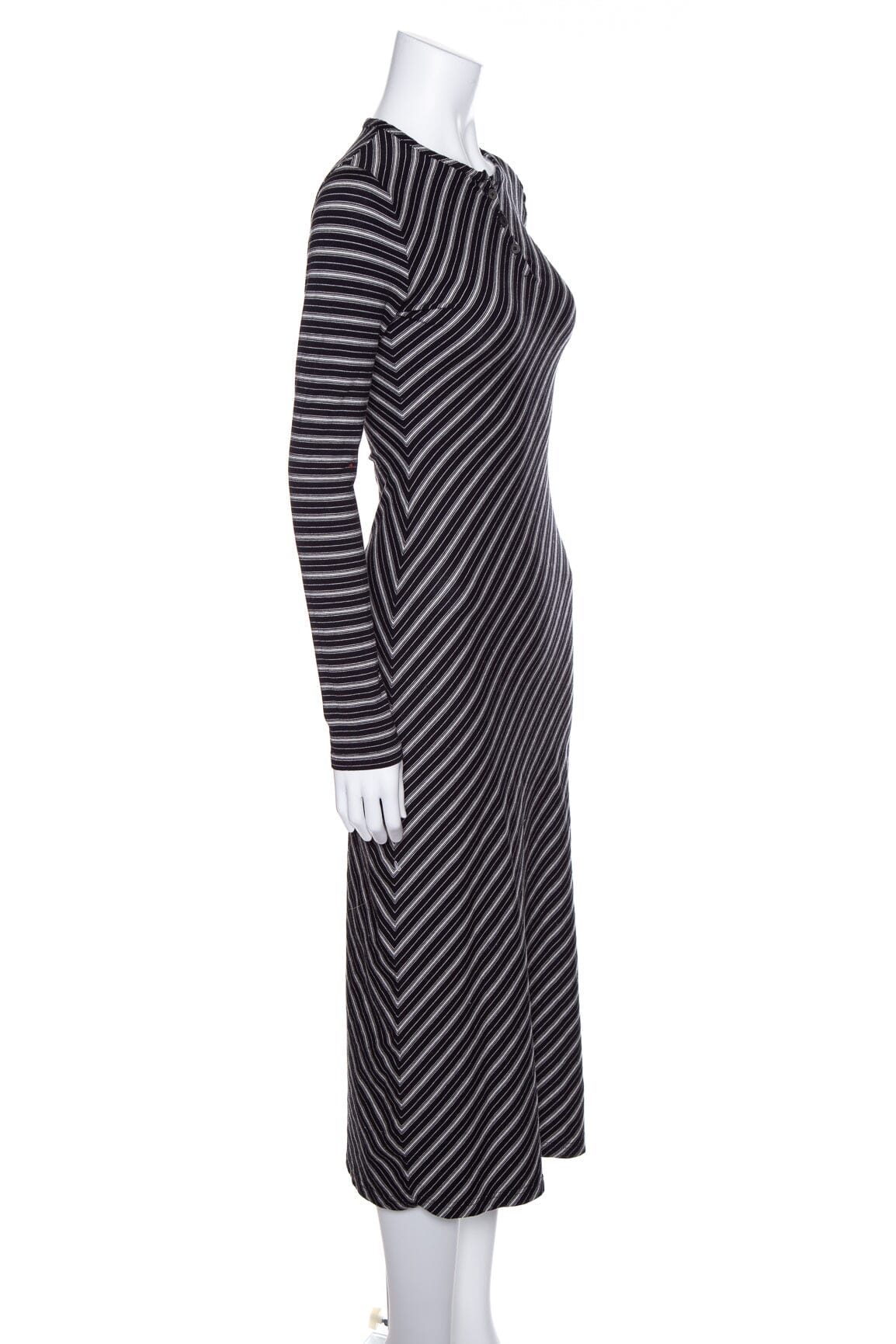 Loewe Black Stripe Long Sleeve Fitted Dress SZ S