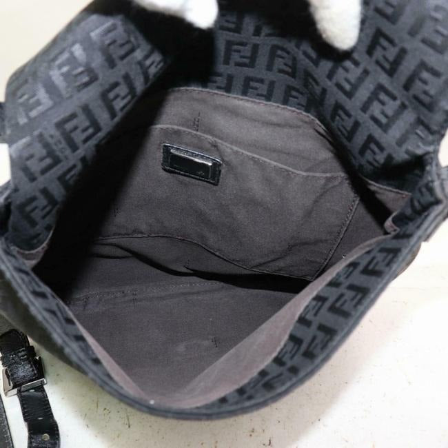 Fendi Shoulder Bag Crossbody Mamma Forever Black Zucchino Print Canvas And Leather Satchel