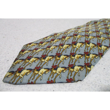 Vintage. Fendi, blue and red, equestrian horse motif silk tie